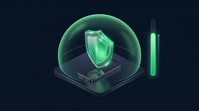 Escudo protegiendo un teléfono